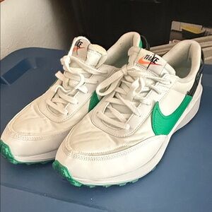 Nike White and Green Athletic Shoes